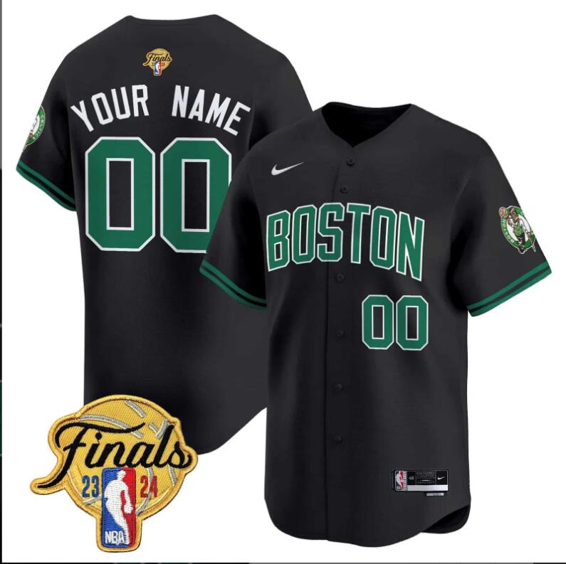 Men Boston Celtics 2024 Finals Patch Swingman Custom NBA Jersey V2
